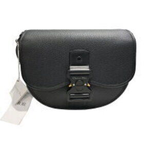 Christian Dior Gallop Shoulder Bag Black Leather